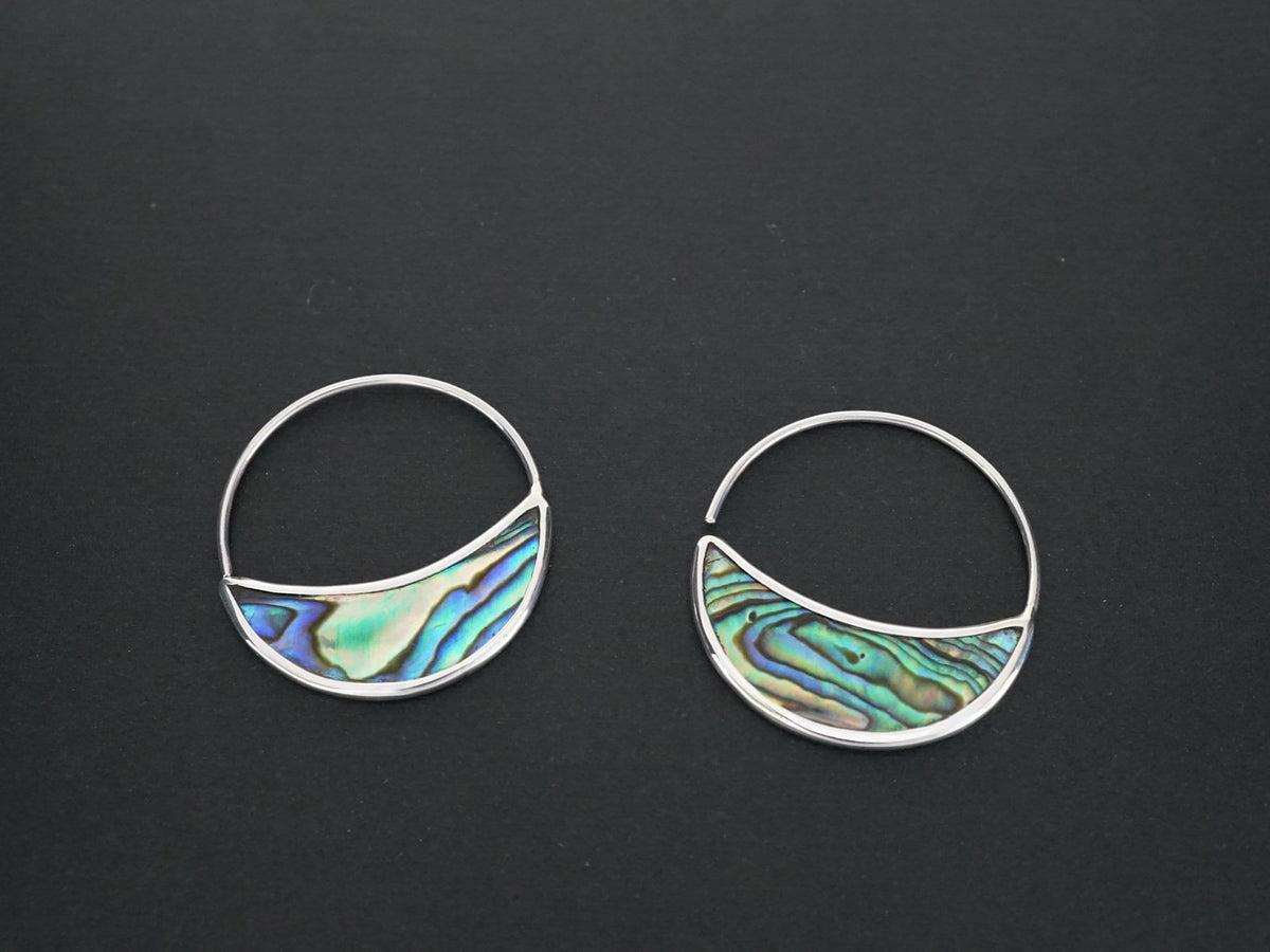 Abalone and Sterling Silver Hoop Earrings. Ocean Lover Gift for Pisces, Scorpio, Cancer