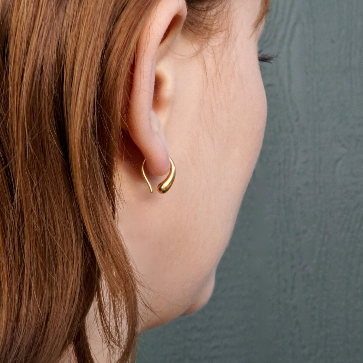 Minimalist Raindrop Hoops Horseshoe Earrings Gold (290)