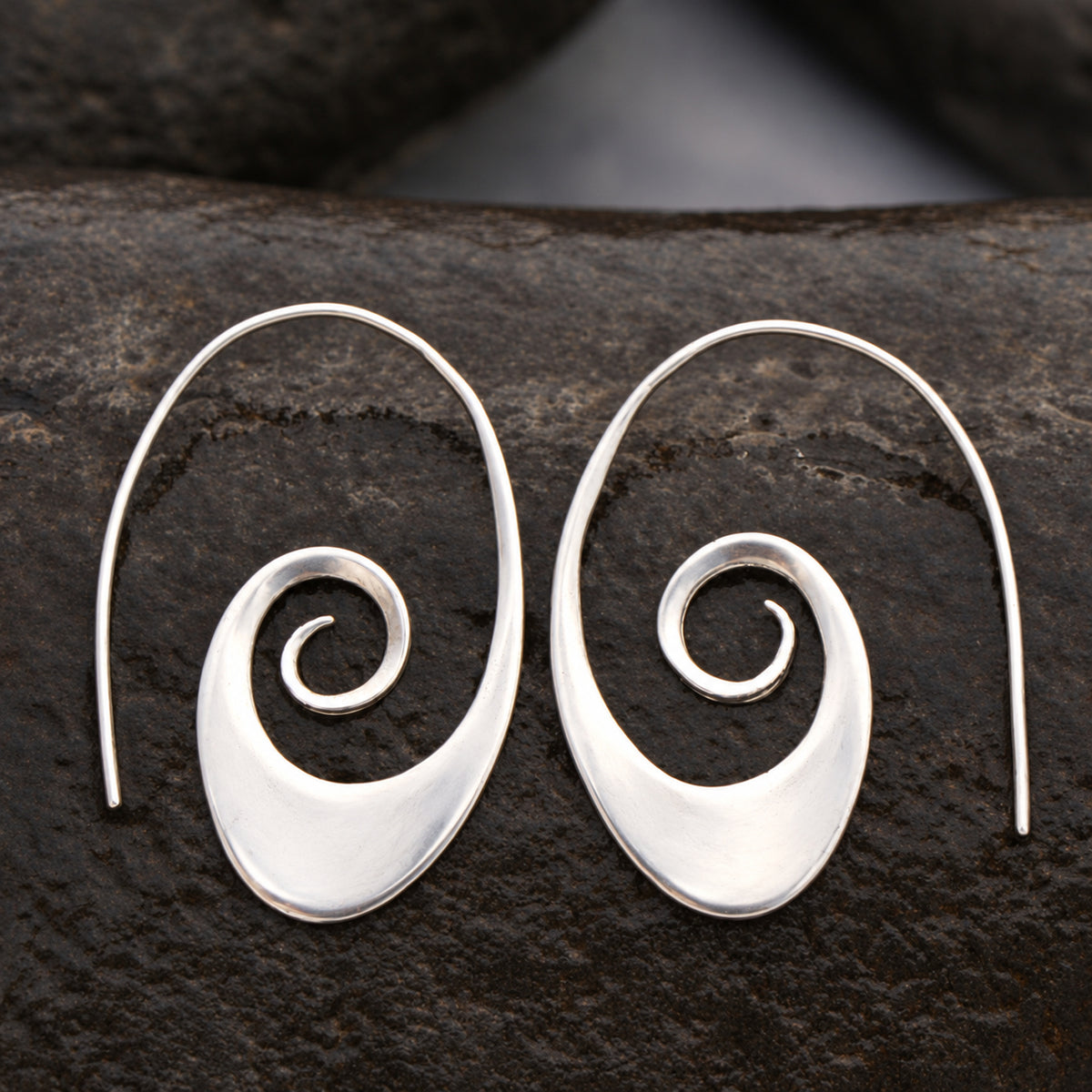 Sterling Silver Spiral Earrings • Spiral Hoop Earrings (051)