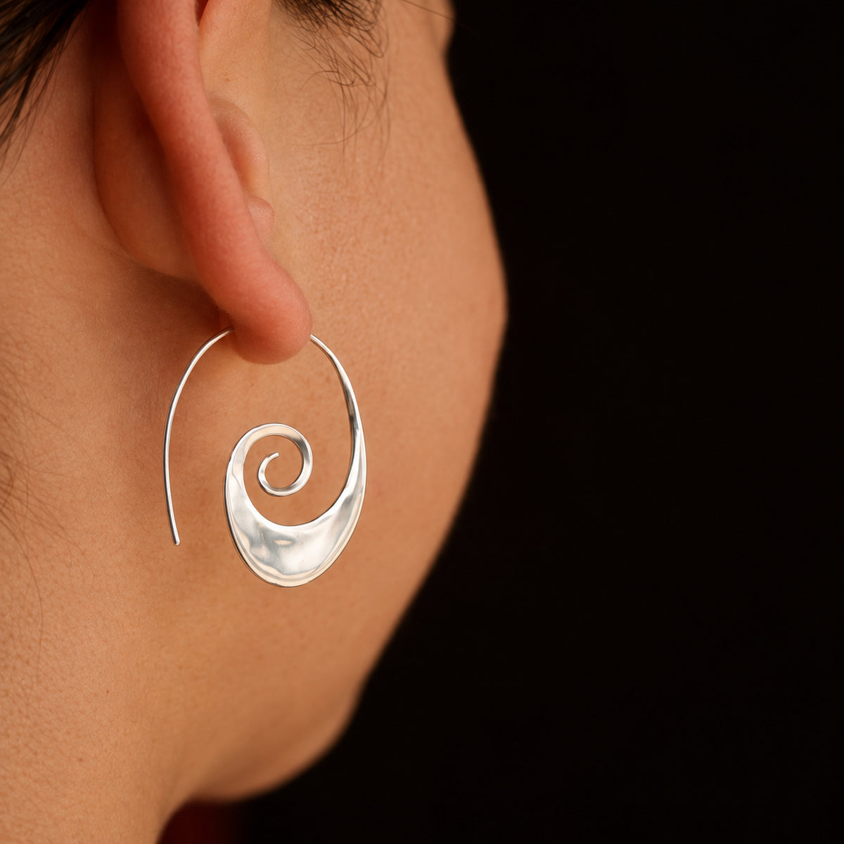 Sterling Silver Spiral Earrings • Spiral Hoop Earrings (051)