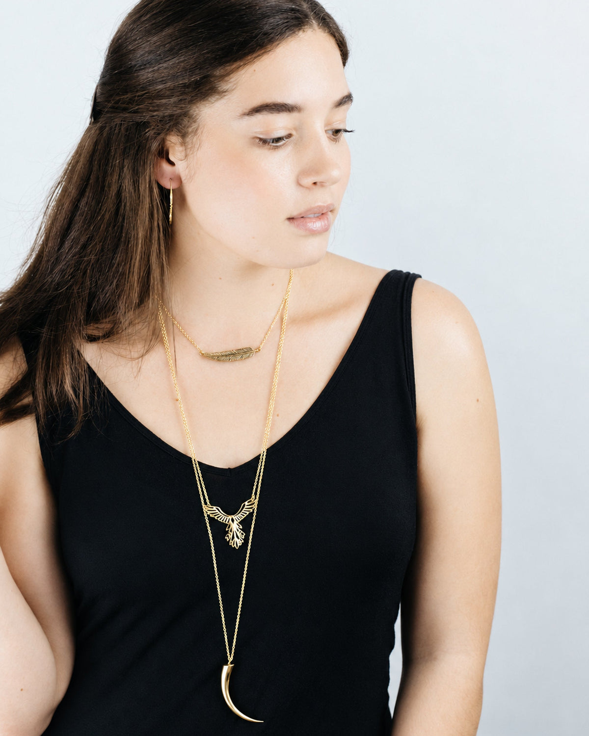Sterling Silver Feather Necklace • Feather Pendant • Minimalist Layering Necklace (122)