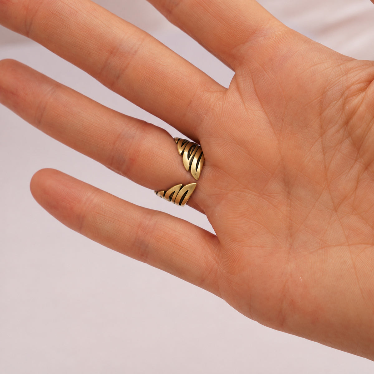 Brass Feather Ring • Adjustable Wing Ring • Sculptural Statement Ring (128)