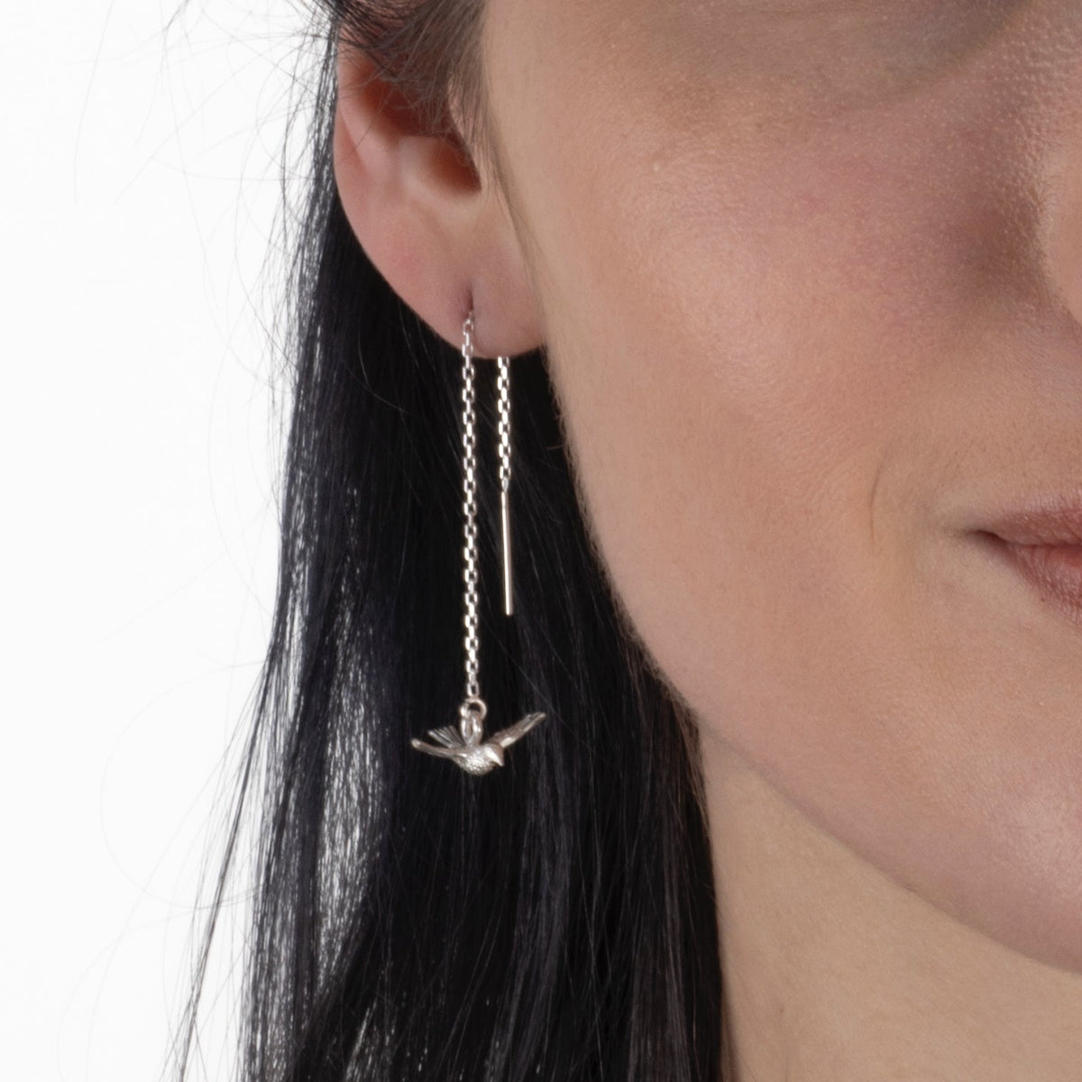 14K Gold Filled Threader Bird Earrings