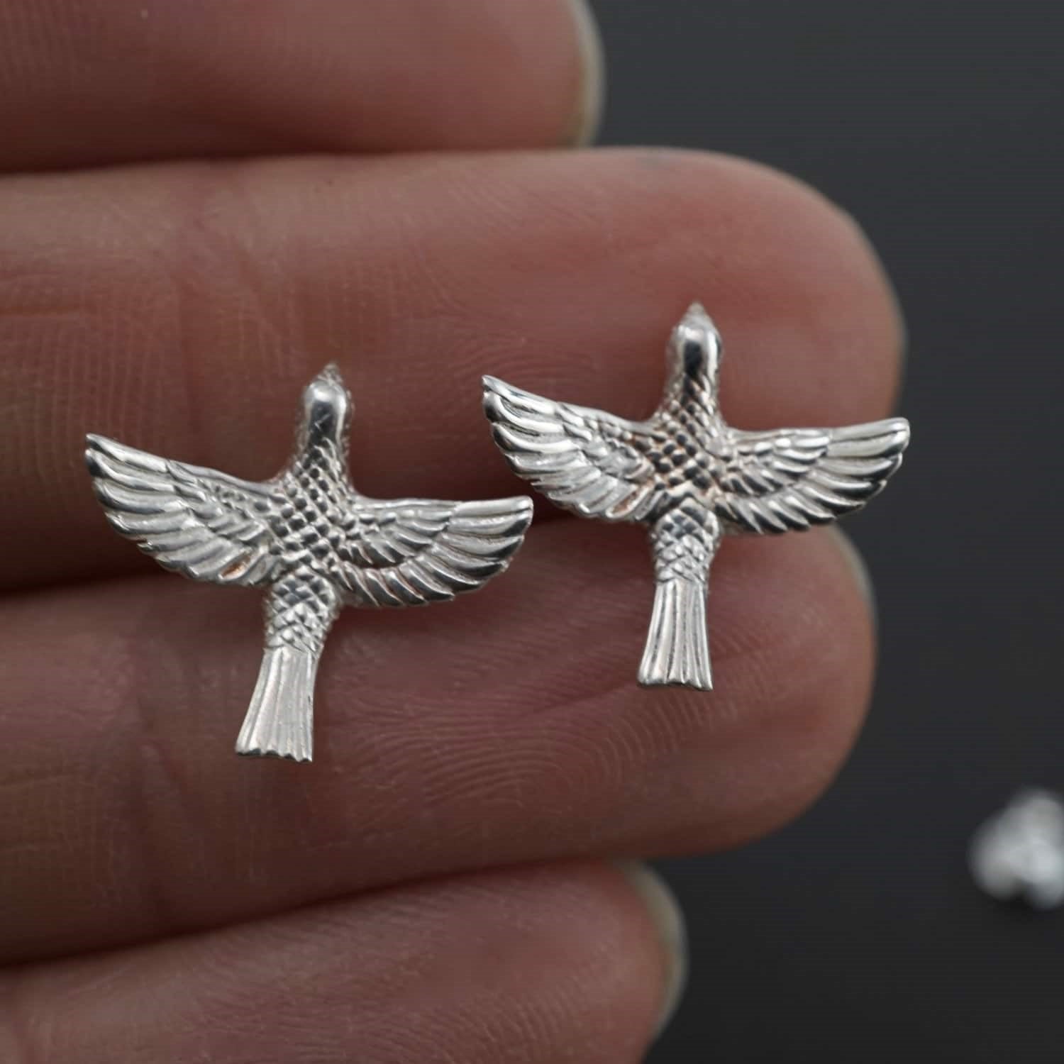 Love Bird Studs Valentine Earrings Sterling Silver (S228)