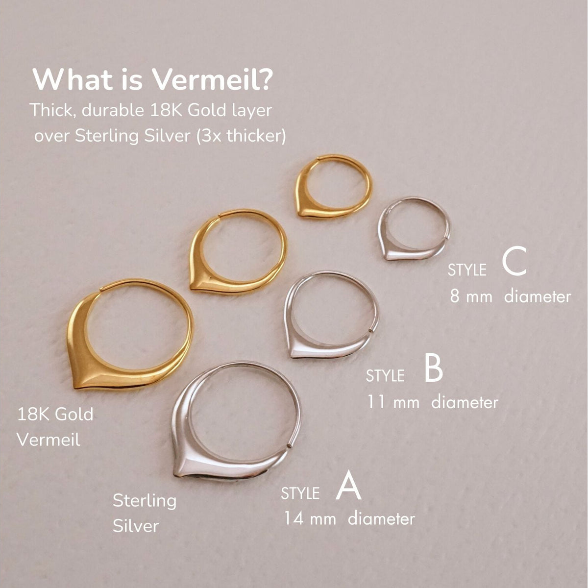 Tiny Petal Hoops Earrings - Cartilage, Helix, Daith - Silver + Gold - Sleeper Huggie Hoops - Triple Piercing