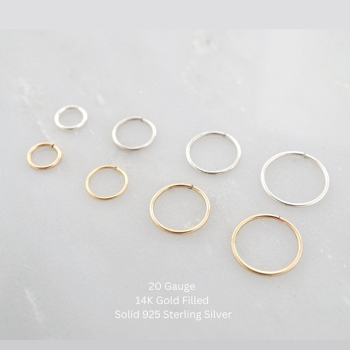 Simple Septum Ring, Endless Hoop, Lightweight Everyday, Sterling Silver (252)