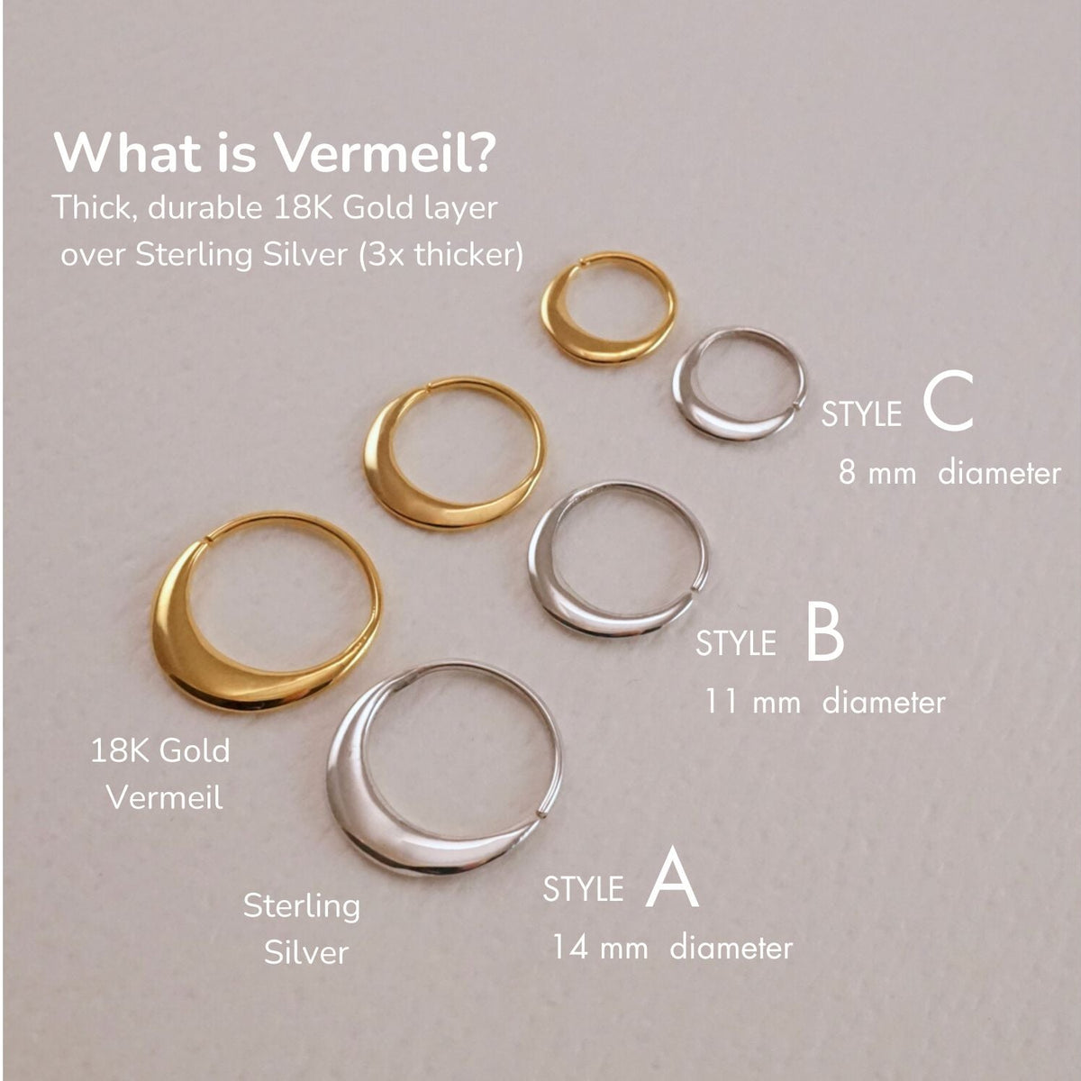 Tiny Crescent Moon Hoops - Huggie Hoop - Solid Silver + Gold -  Minimalist Everyday Earrings (260)