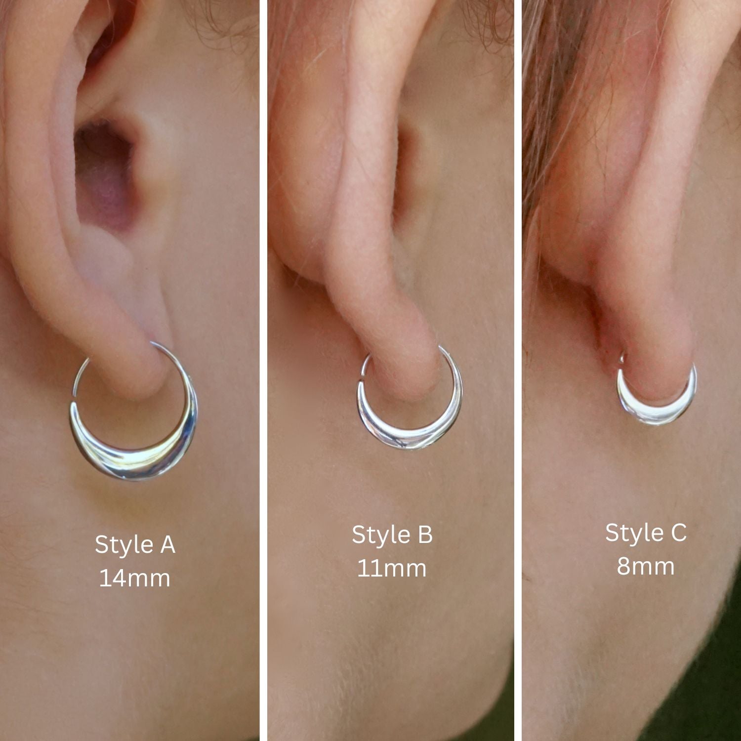 Small Crescent Moon Hoops - Sterling Silver and Gold - TheBlissfulCo