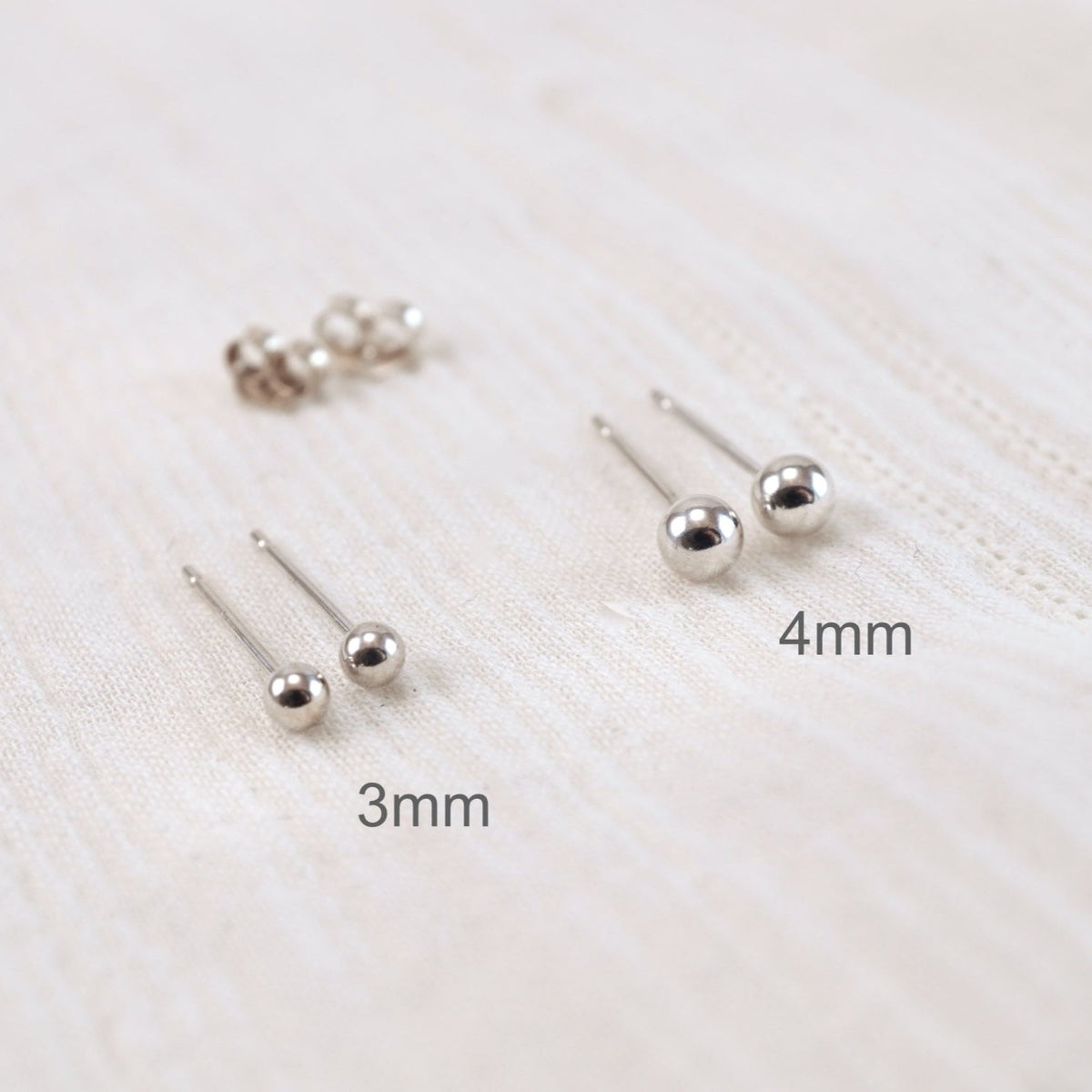 Small Gold Ball Stud Earrings - Minimalist Gold Studs 14K - Three Pairs