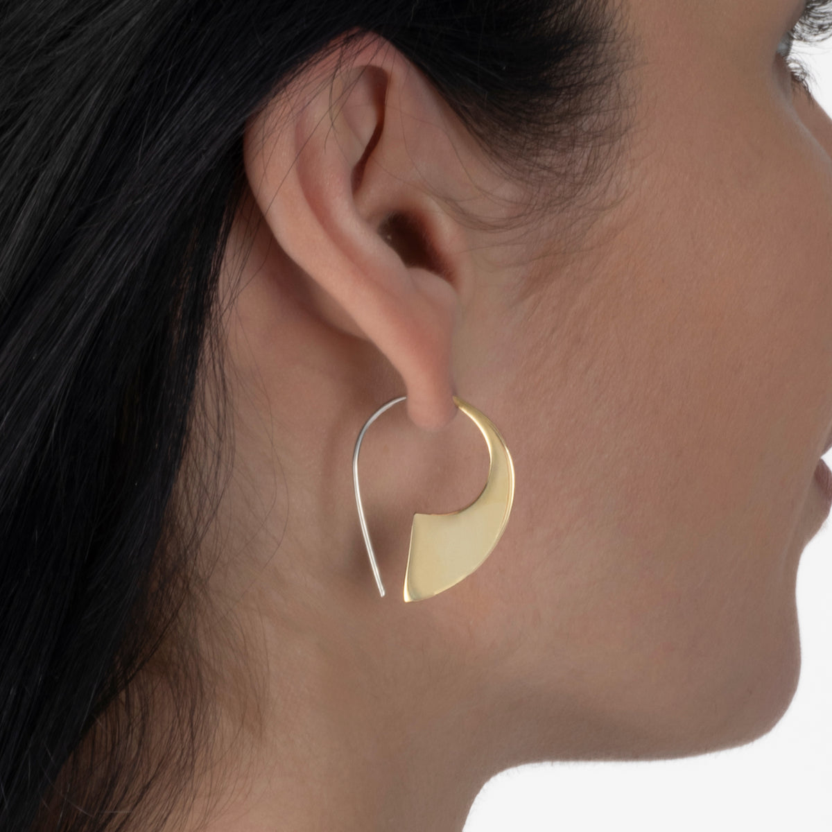 Open Hoop Earrings • Modern Crescent Hoops • Statement Earrings • Artisan Jewelry (336B)