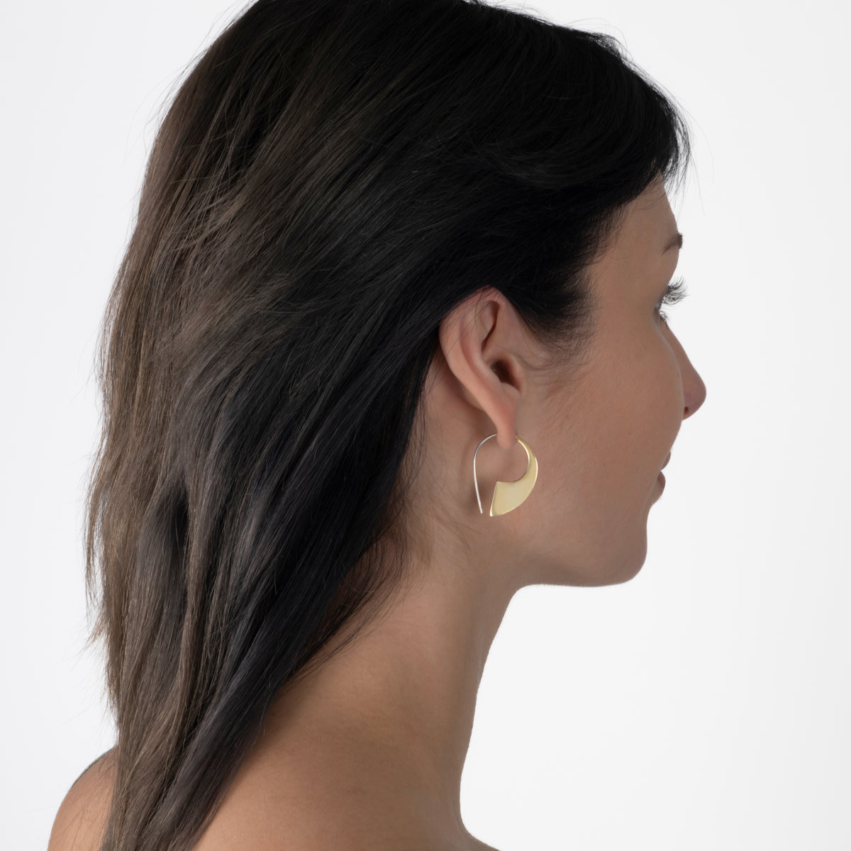Open Hoop Earrings • Modern Crescent Hoops • Statement Earrings • Artisan Jewelry (336B)