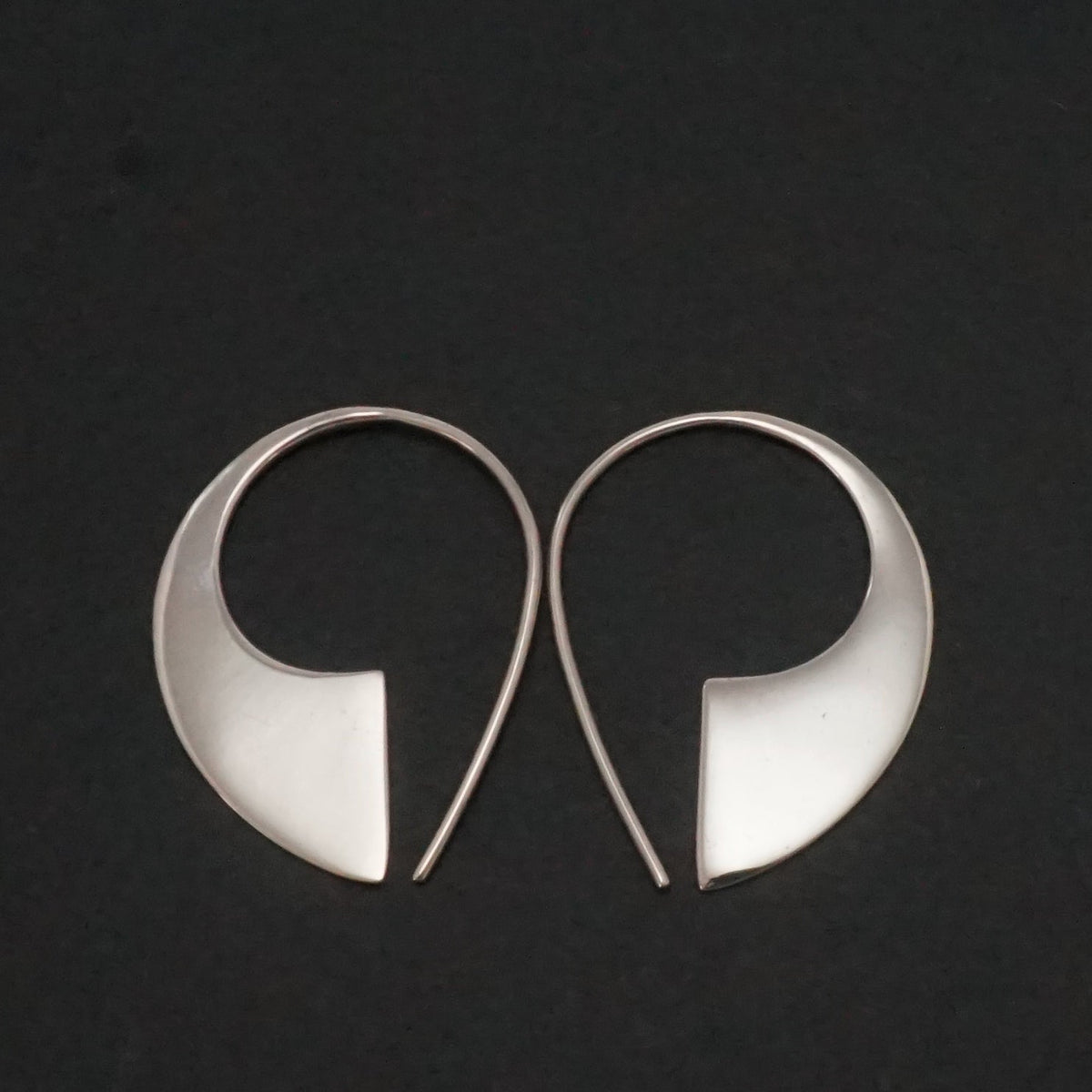 Sterling Silver Open Hoop Earrings • Minimalist Arc Hoops • Sculptural Earrings • Modern Everyday Jewelry (336S)