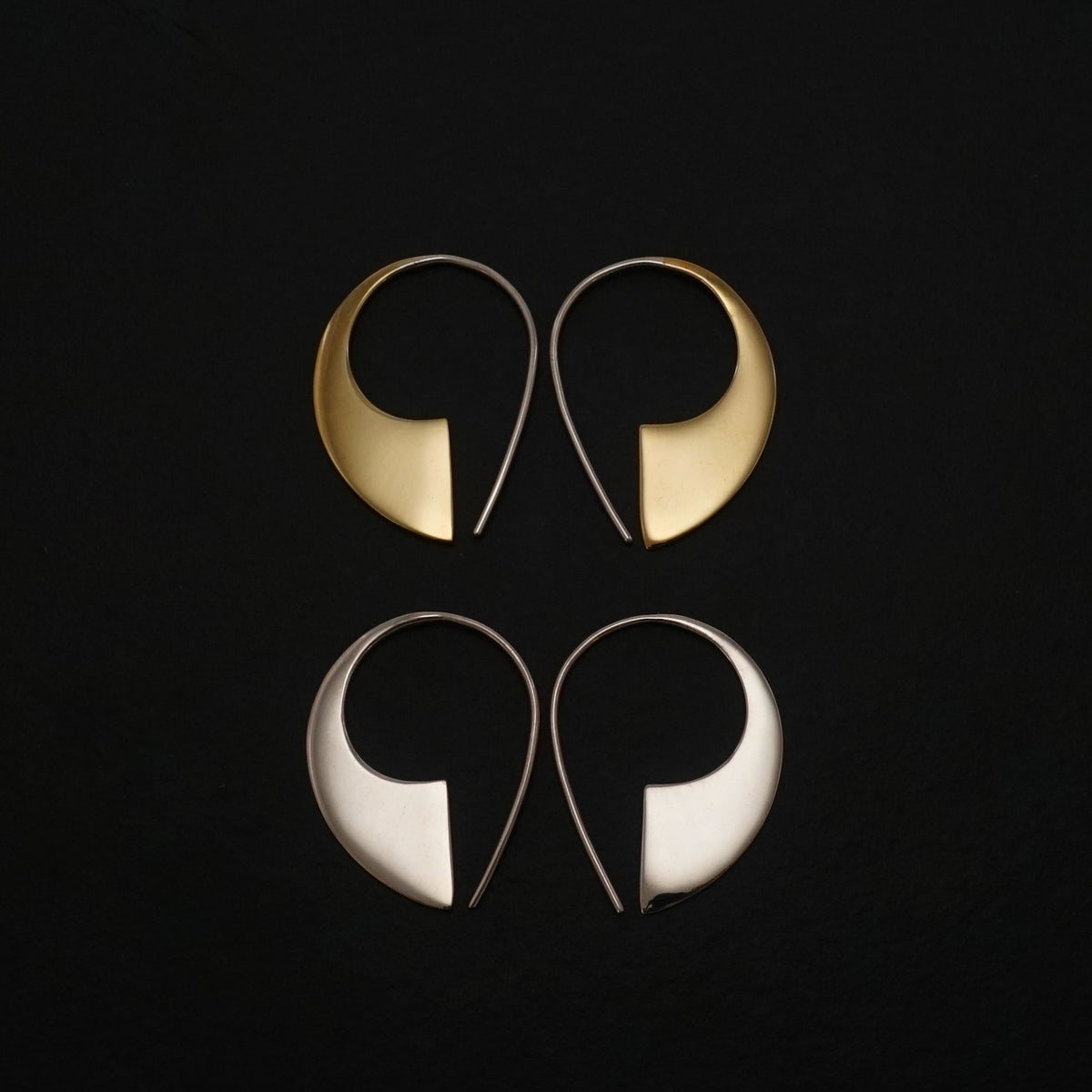 Sterling Silver Open Hoop Earrings • Minimalist Arc Hoops • Sculptural Earrings • Modern Everyday Jewelry (336S)