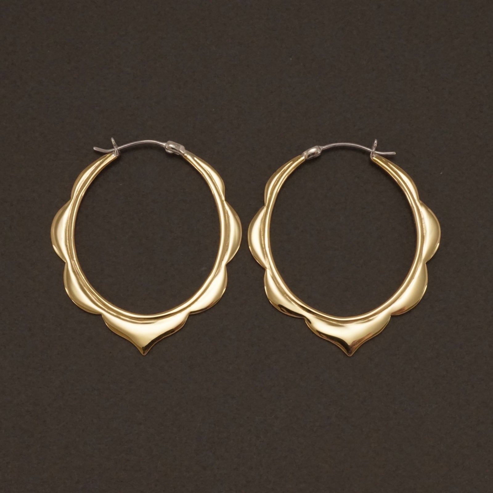 Moroccan Hoop Earrings Large Brass With Silver Posts