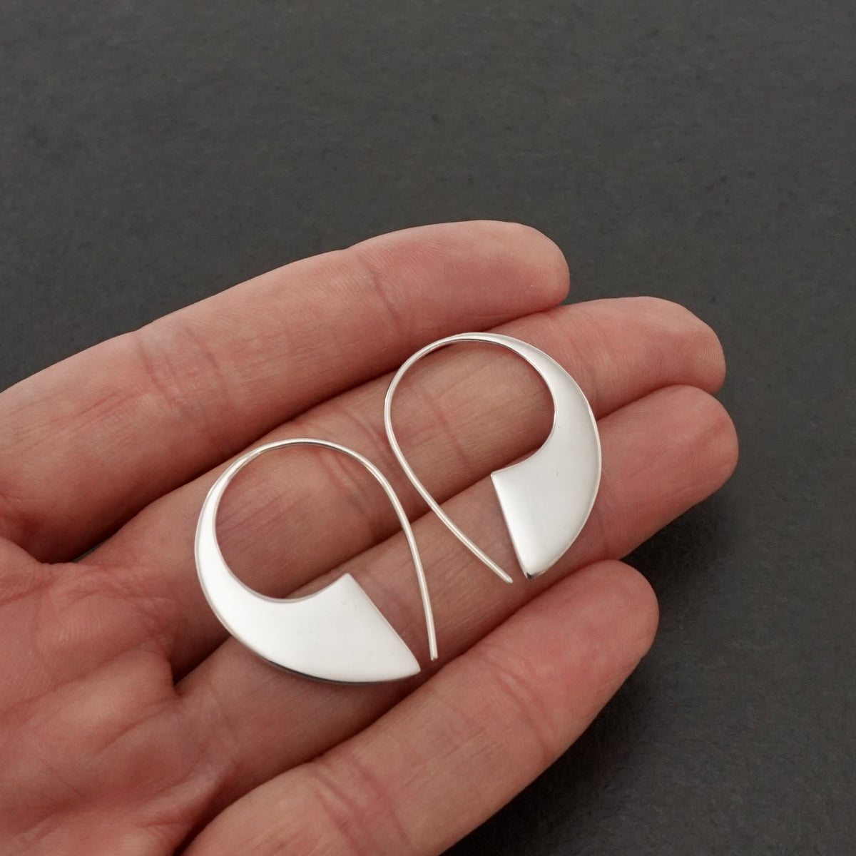 Open Hoop Earrings • Modern Crescent Hoops • Statement Earrings • Artisan Jewelry (336B)
