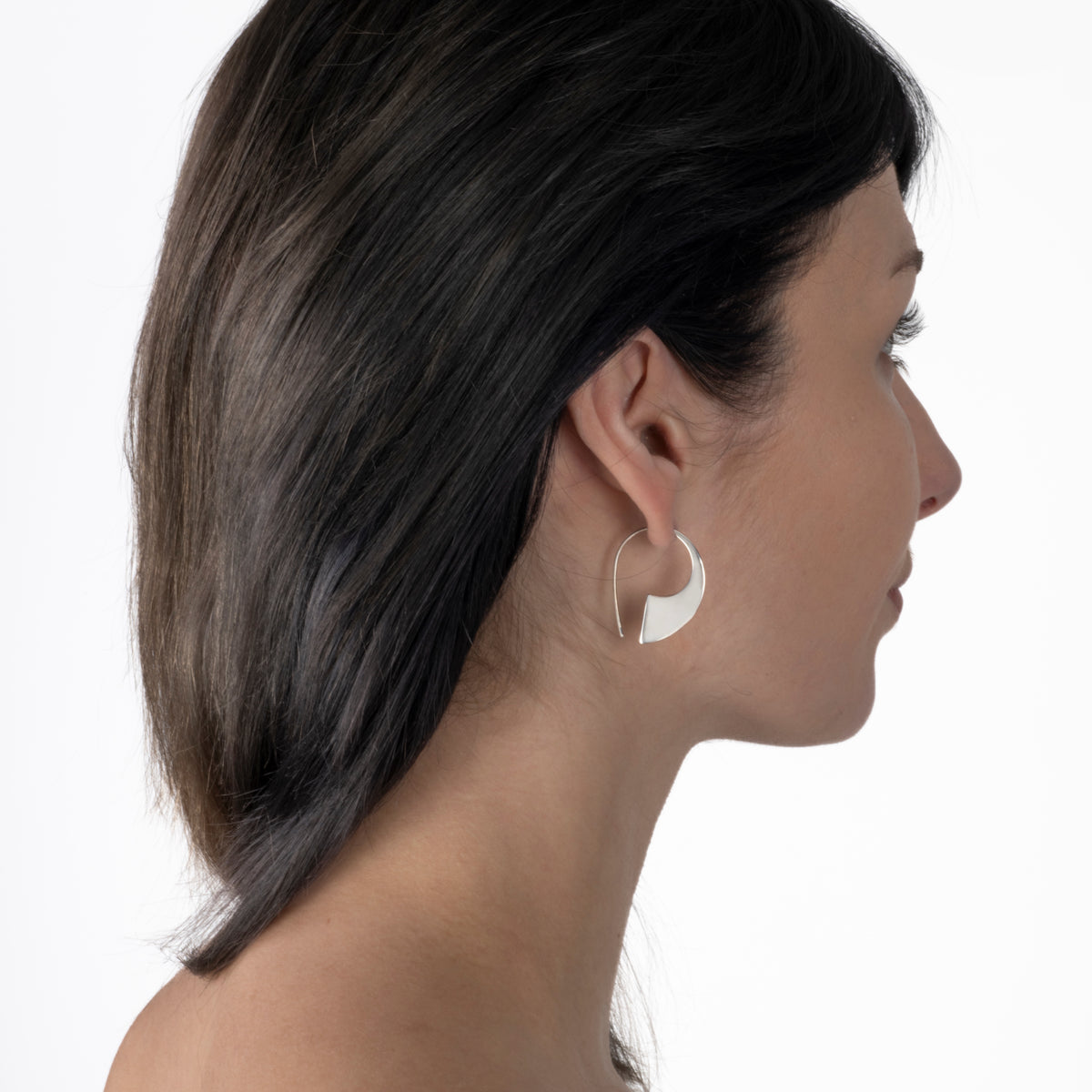 Sterling Silver Open Hoop Earrings • Minimalist Arc Hoops • Sculptural Earrings • Modern Everyday Jewelry (336S)
