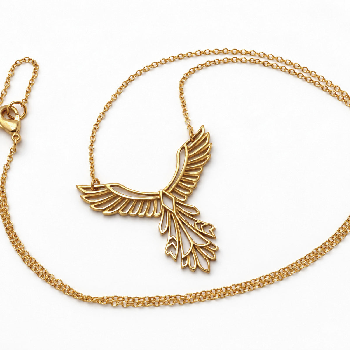 Gold Phoenix Necklace • Rising Phoenix Pendant • 14K Gold Filled Chain (151)