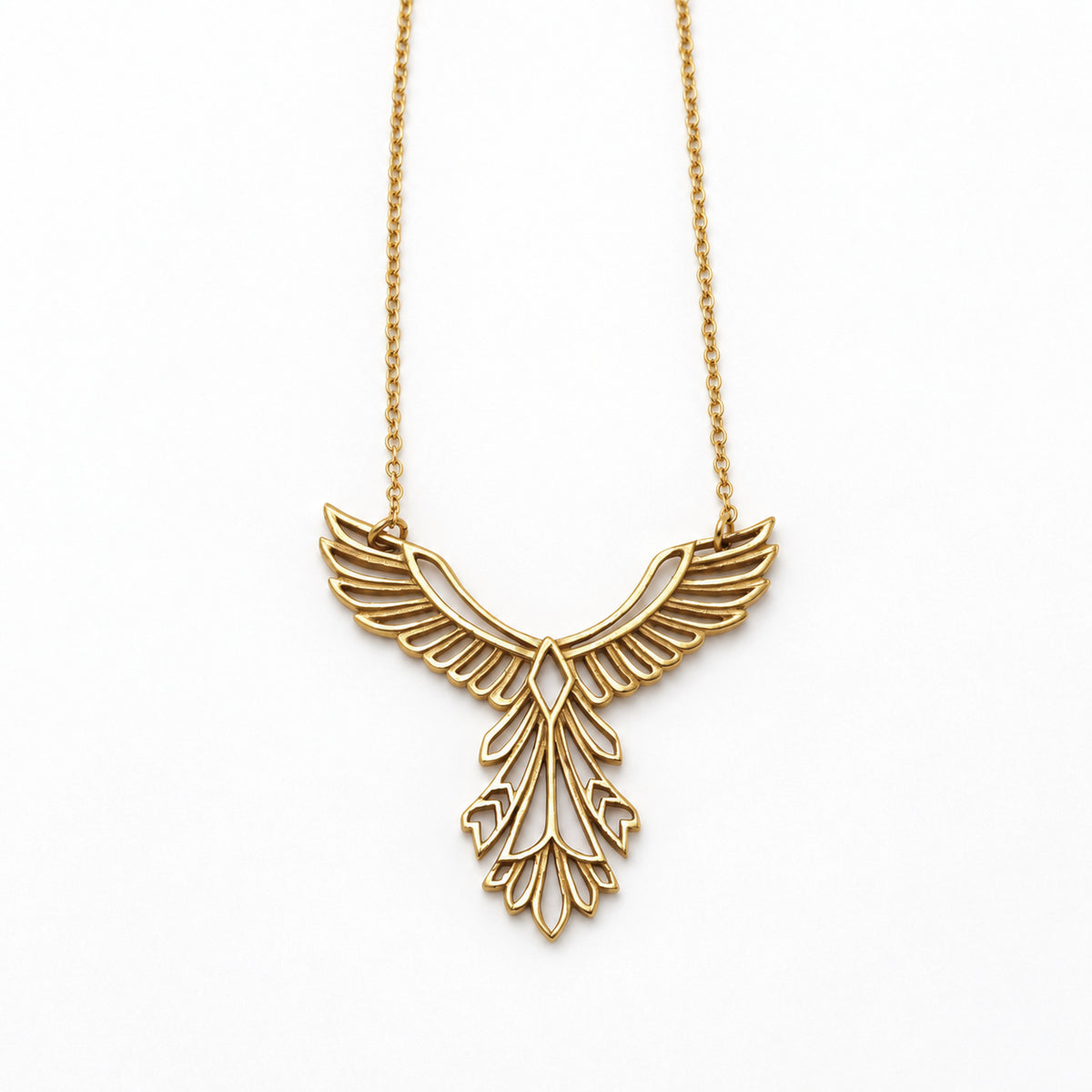 Gold Phoenix Necklace • Rising Phoenix Pendant • 14K Gold Filled Chain (151)