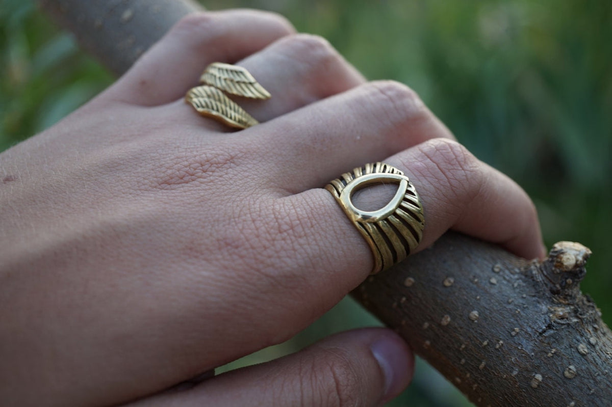 Statement Ring • Nature Inspired Ring • Adjustable Artisan Brass Ring • Gift for Her (128)