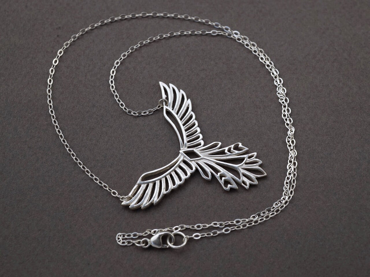 Phoenix Necklace in 925 Sterling Silver • Rebirth and Strength Symbol Pendant • Meaningful Gift for Her for New Beginnings (151)