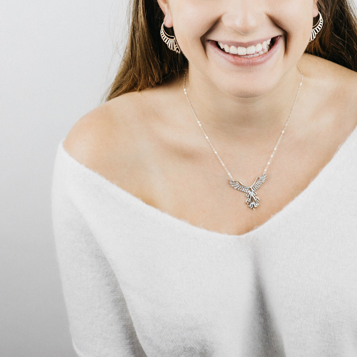 Phoenix Necklace in 925 Sterling Silver • Rebirth and Strength Symbol Pendant • Meaningful Gift for Her for New Beginnings (151)
