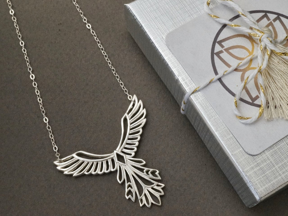 Phoenix Necklace in 925 Sterling Silver • Rebirth and Strength Symbol Pendant • Meaningful Gift for Her for New Beginnings (151)