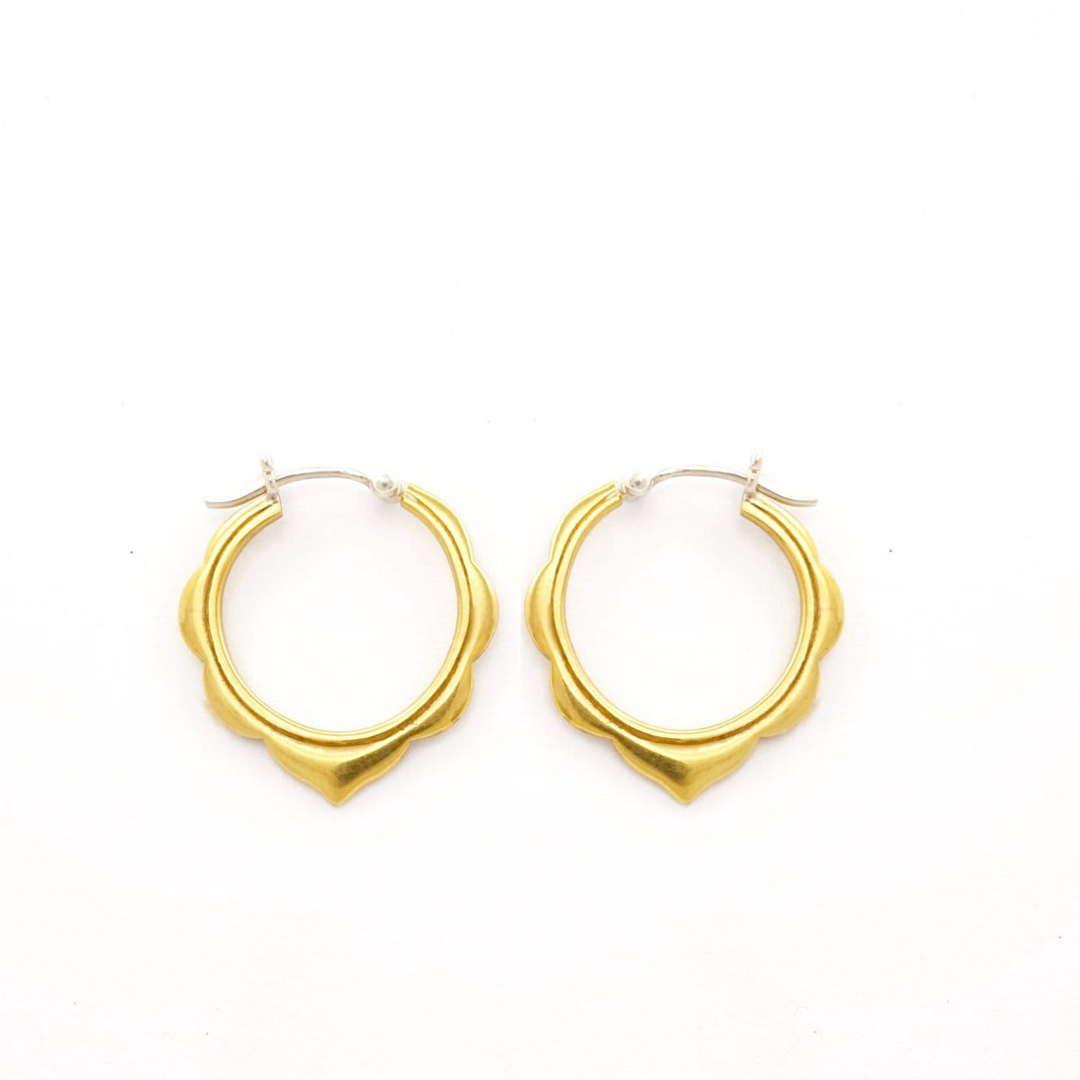 Small Hoops - Solid Sterling Silver - Moroccan Scalloped Earrings - (242S)