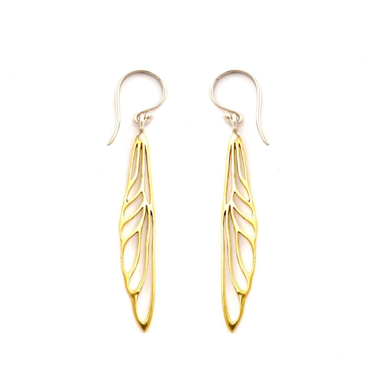 Dragonfly Wing Dangle Earrings - gold-tone Bee wing Jewelry- (B234)