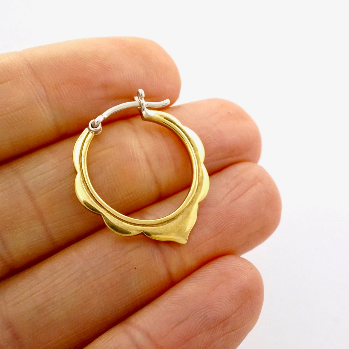 Small Hoops - Solid Sterling Silver - Moroccan Scalloped Earrings - (242S)