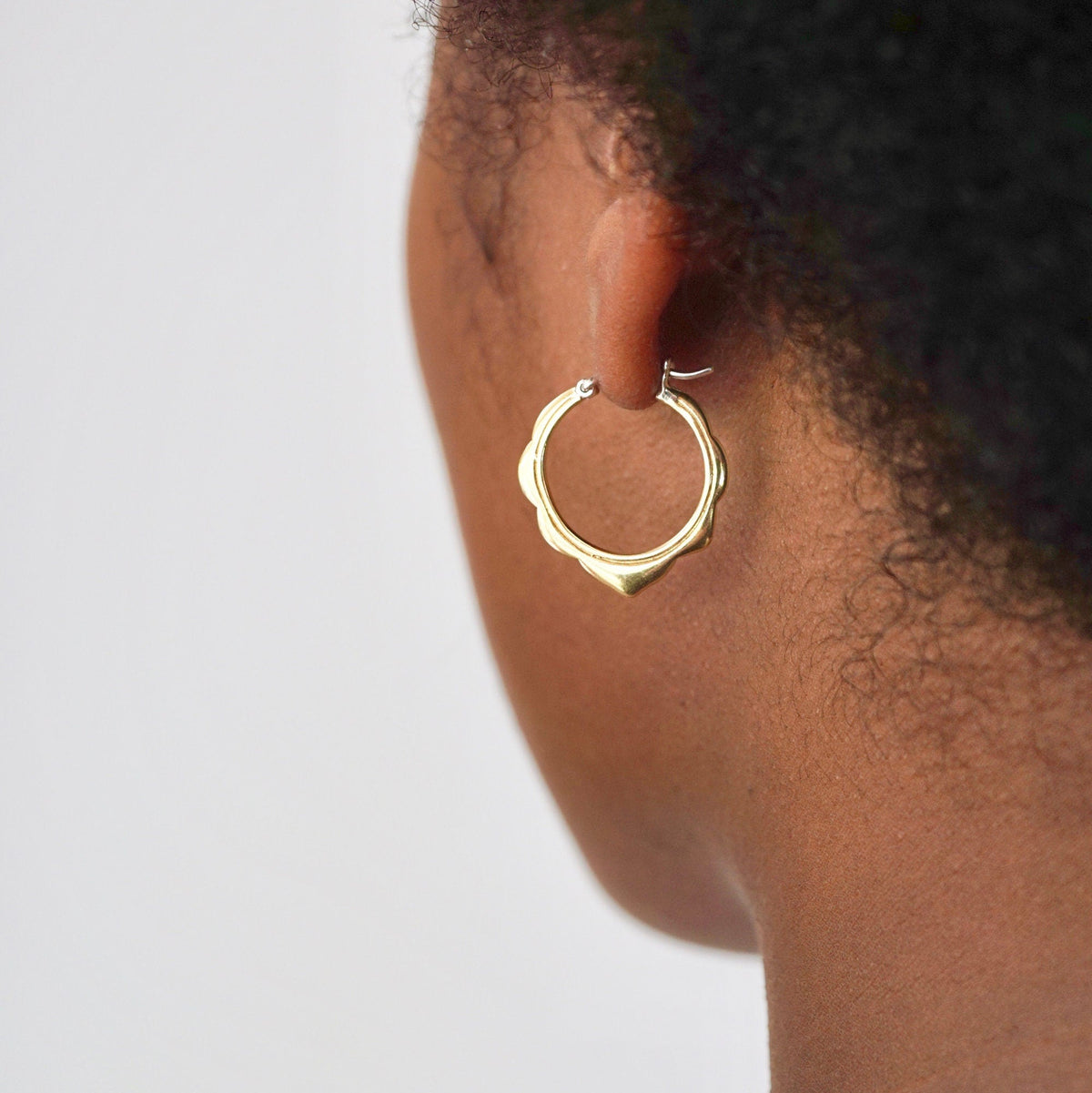 Small Hoops - Solid Sterling Silver - Moroccan Scalloped Earrings - (242S)