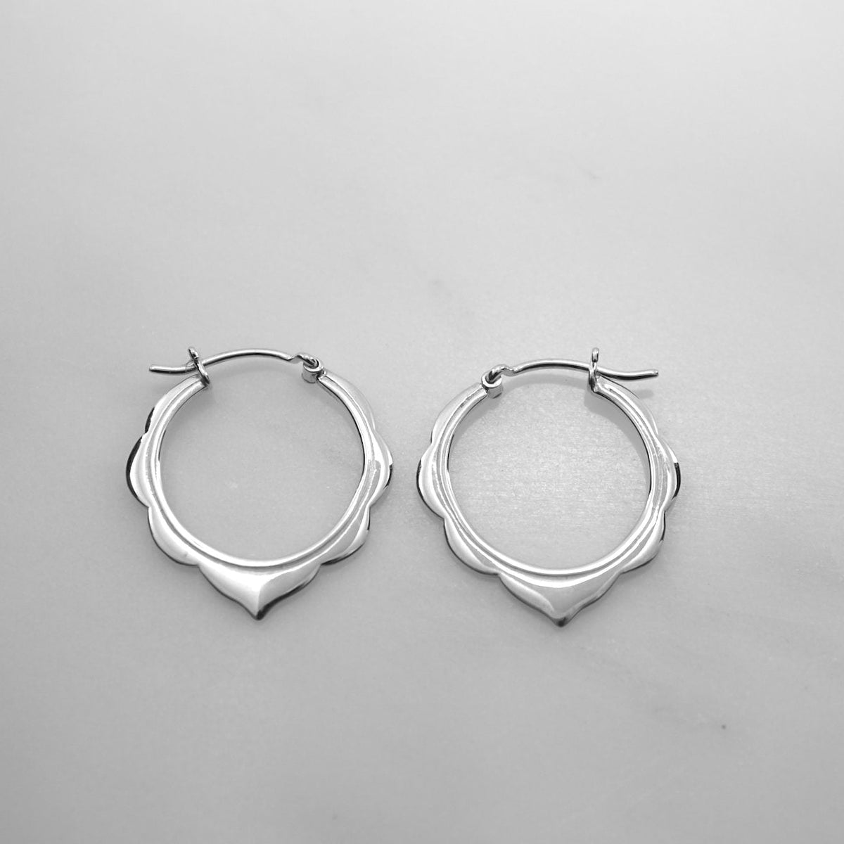 Small Hoops - Solid Sterling Silver - Moroccan Scalloped Earrings - (242S)