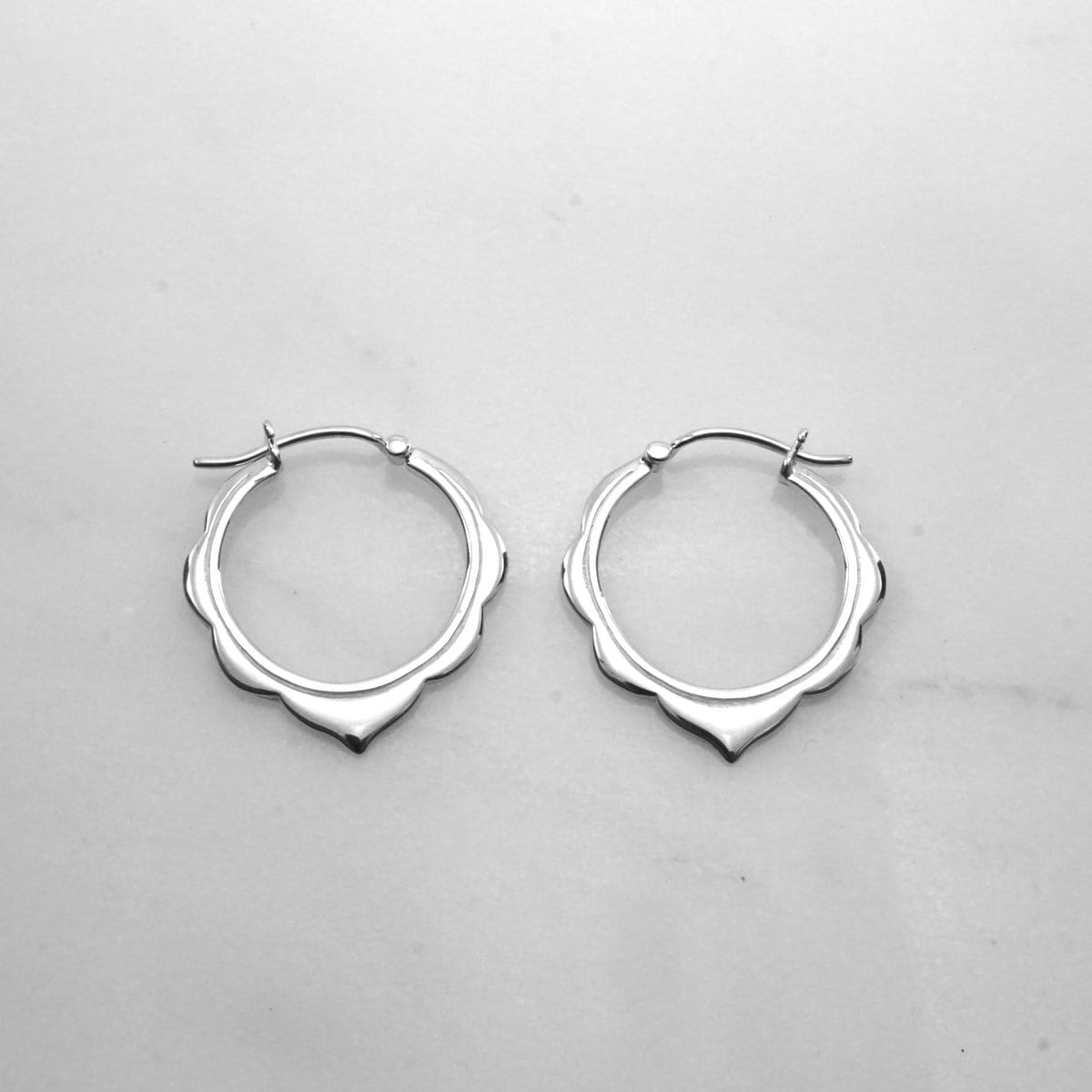 Small Hoops - Moroccan Scalloped Earrings - Gold-tone hoops (242B)