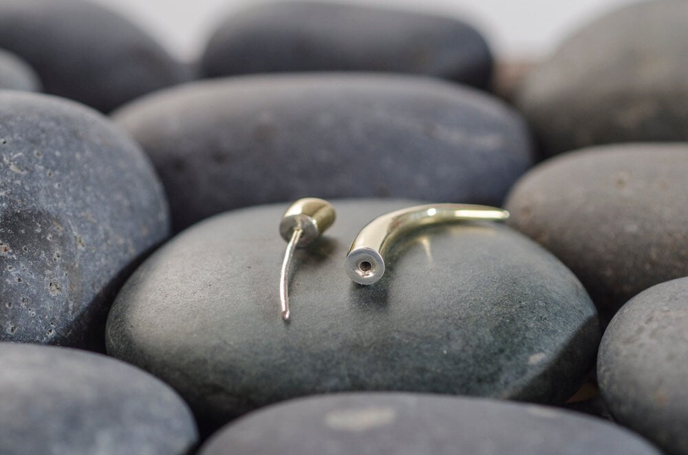 Tribal Talon Earrings - Gold Tone Spike - Claw Jewelry - Men's Unisex Earrings (065)