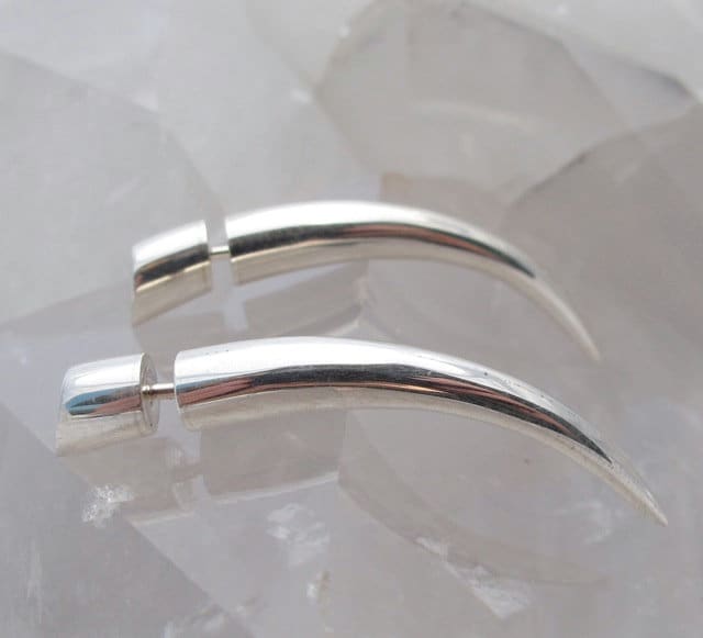 Tribal Talon Earrings - Gold Tone Spike - Claw Jewelry - Men's Unisex Earrings (065)