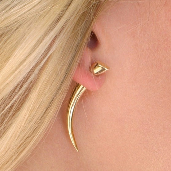 Talon Earrings Sterling Silver Faux Gauged Piercing (065S)