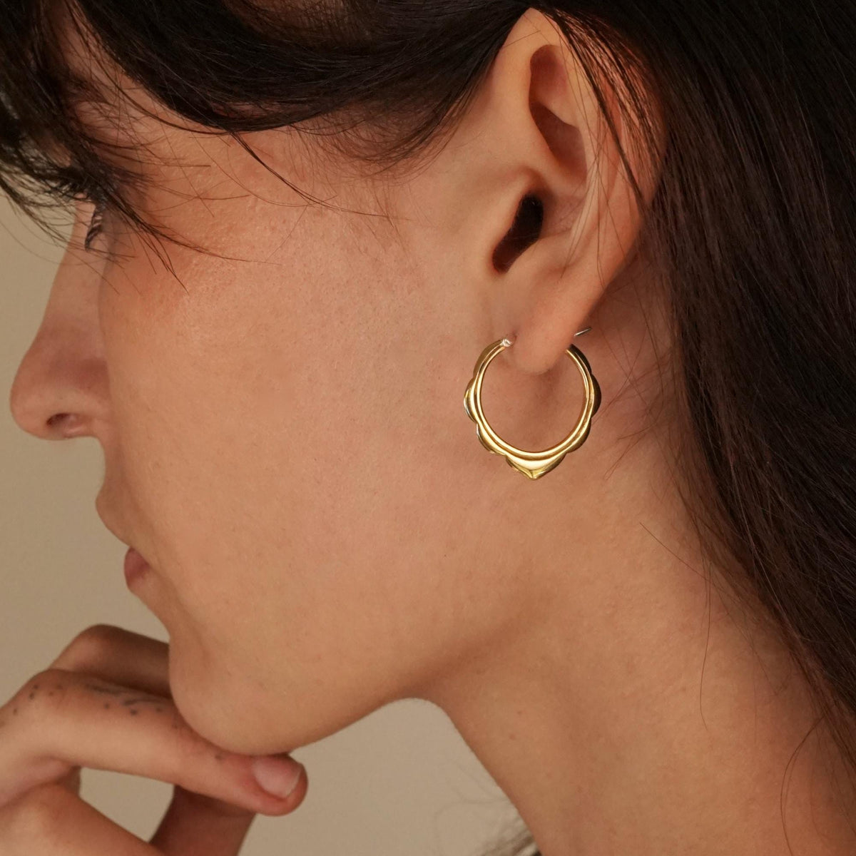 Small Hoops - Solid Sterling Silver - Moroccan Scalloped Earrings - (242S)