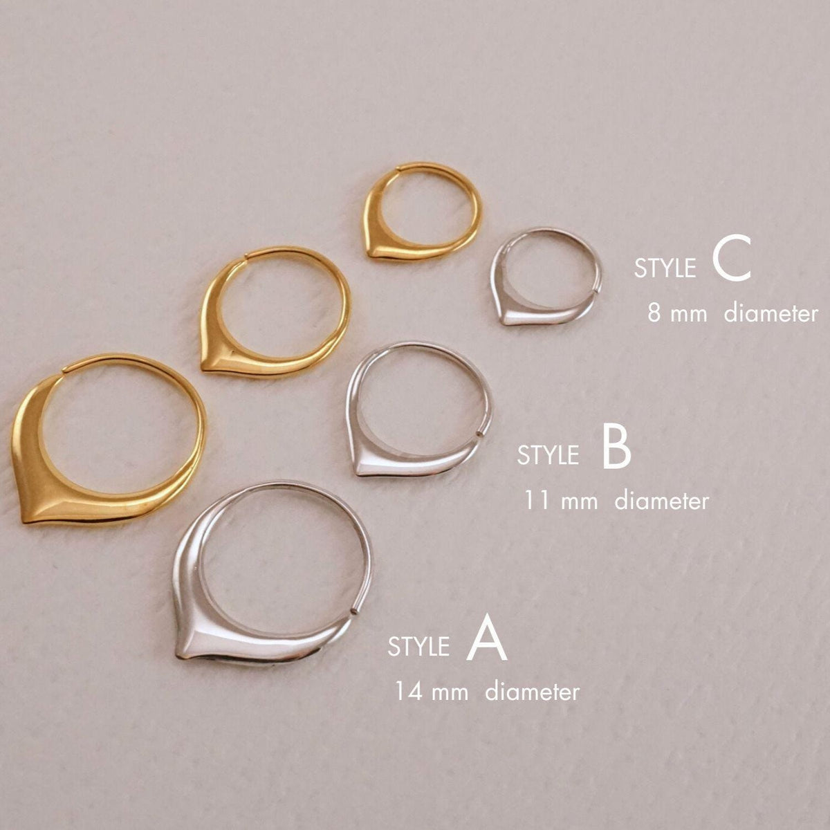 Petal Hoops Sterling Silver Two Pairs (240S)