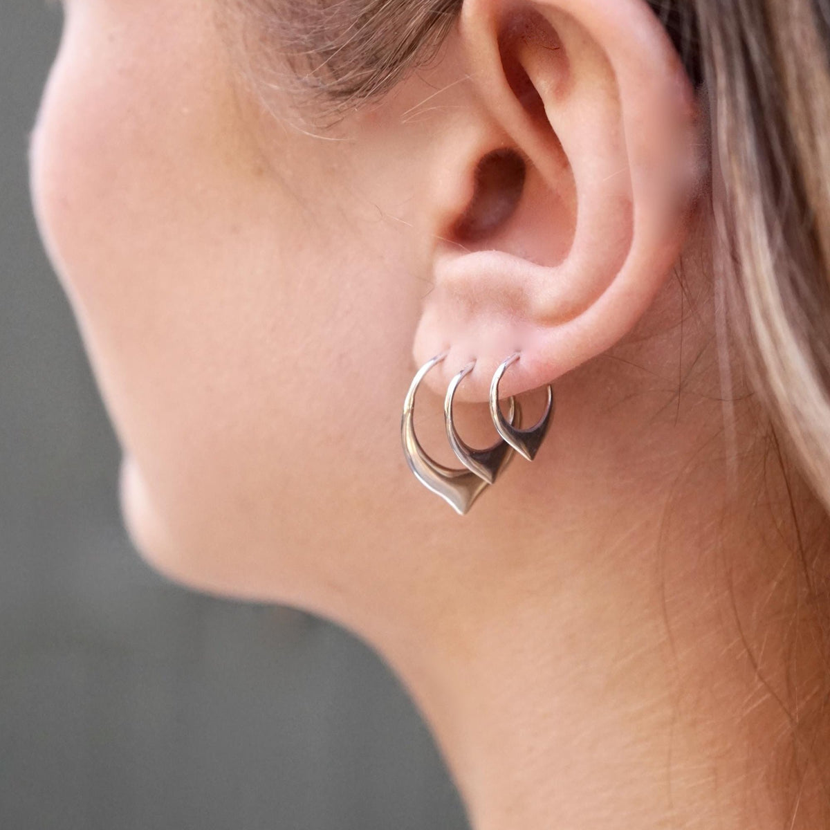 Tiny Petal Hoops 11mm Earrings - Cartilage, Helix, Daith, Septum - Solid Sterling Silver - Sleeper Huggie Hoops (S270)