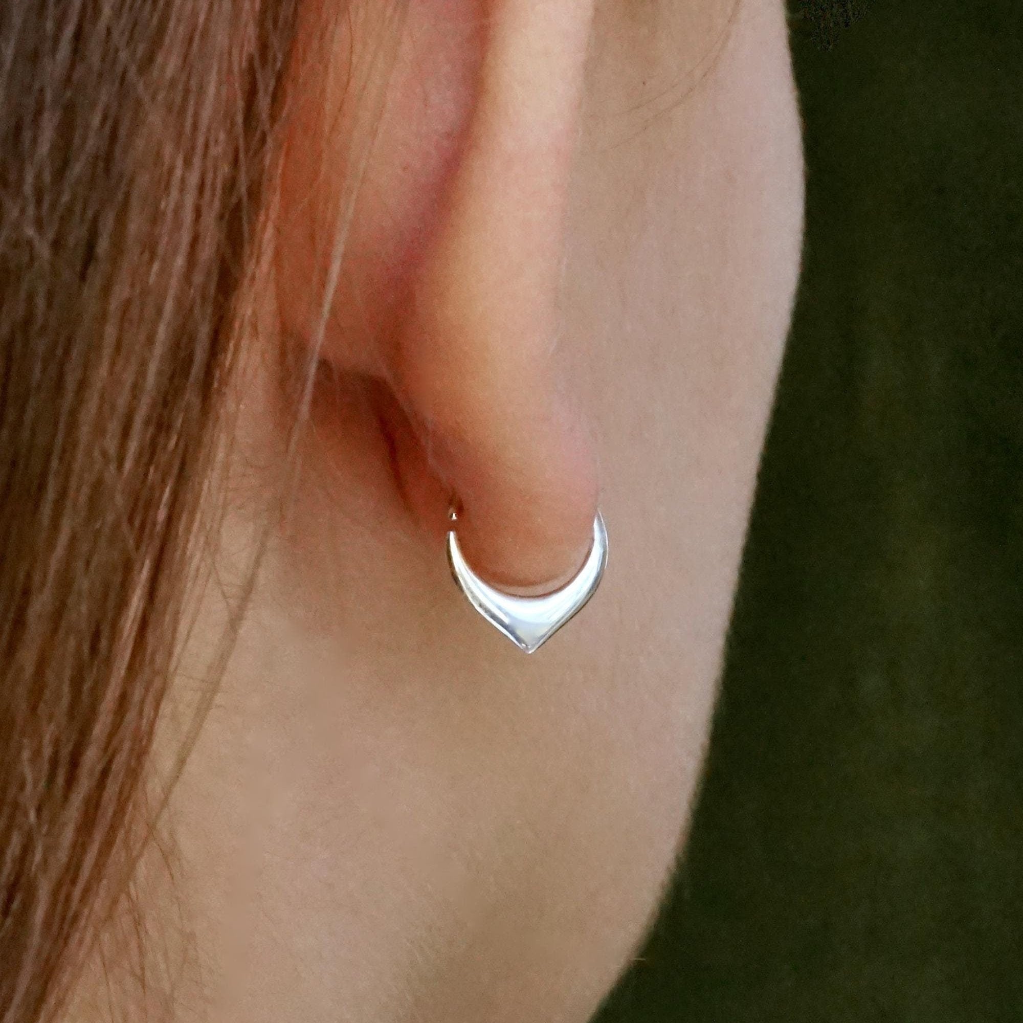 Tiny Petal Hoops 11mm Earrings - Cartilage, Helix, Daith, Septum - Solid Sterling Silver - Sleeper Huggie Hoops (S270)