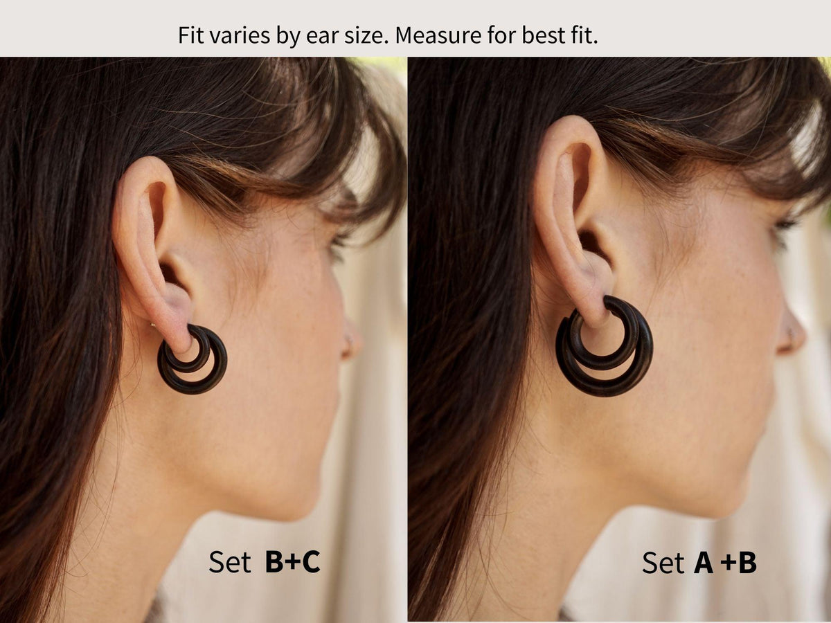 Wood Hoops + Sterling Silver Posts- Triple Set (332) - Sono Wood Hoop Earrings - Lightweight Hoops - Hypoallergenic Earrings