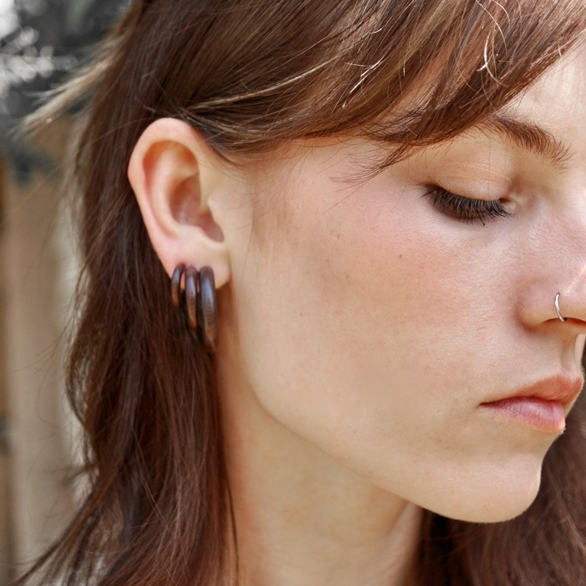 Wood Hoops + Sterling Silver Posts- Triple Set (332) - Sono Wood Hoop Earrings - Lightweight Hoops - Hypoallergenic Earrings