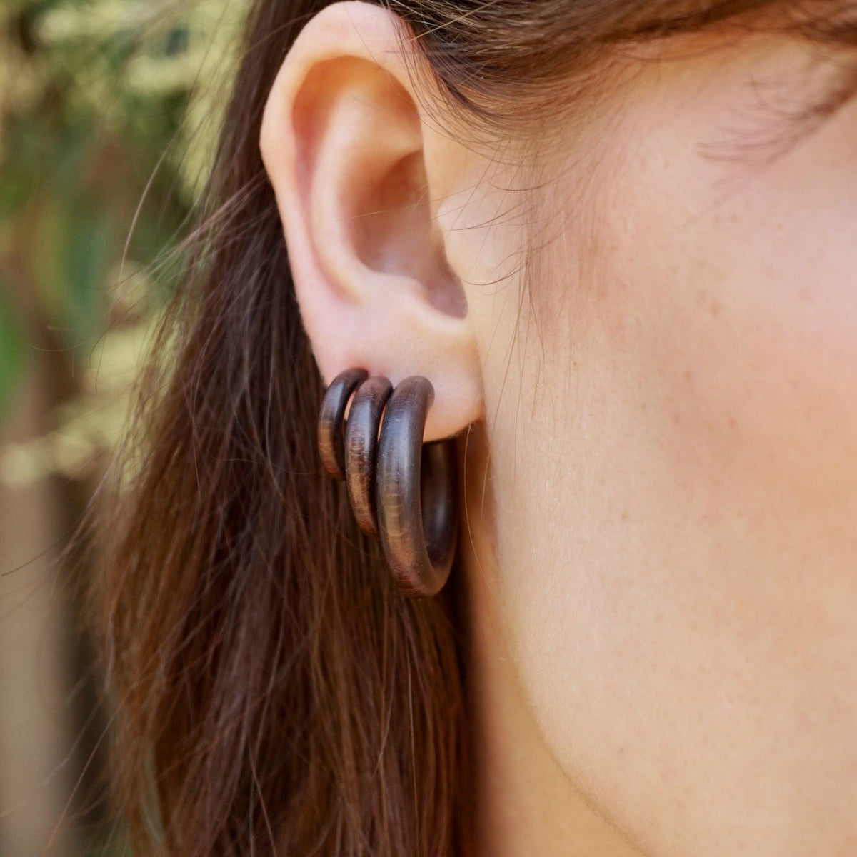 Wood Hoops + Sterling Silver Posts- Triple Set (332) - Sono Wood Hoop Earrings - Lightweight Hoops - Hypoallergenic Earrings