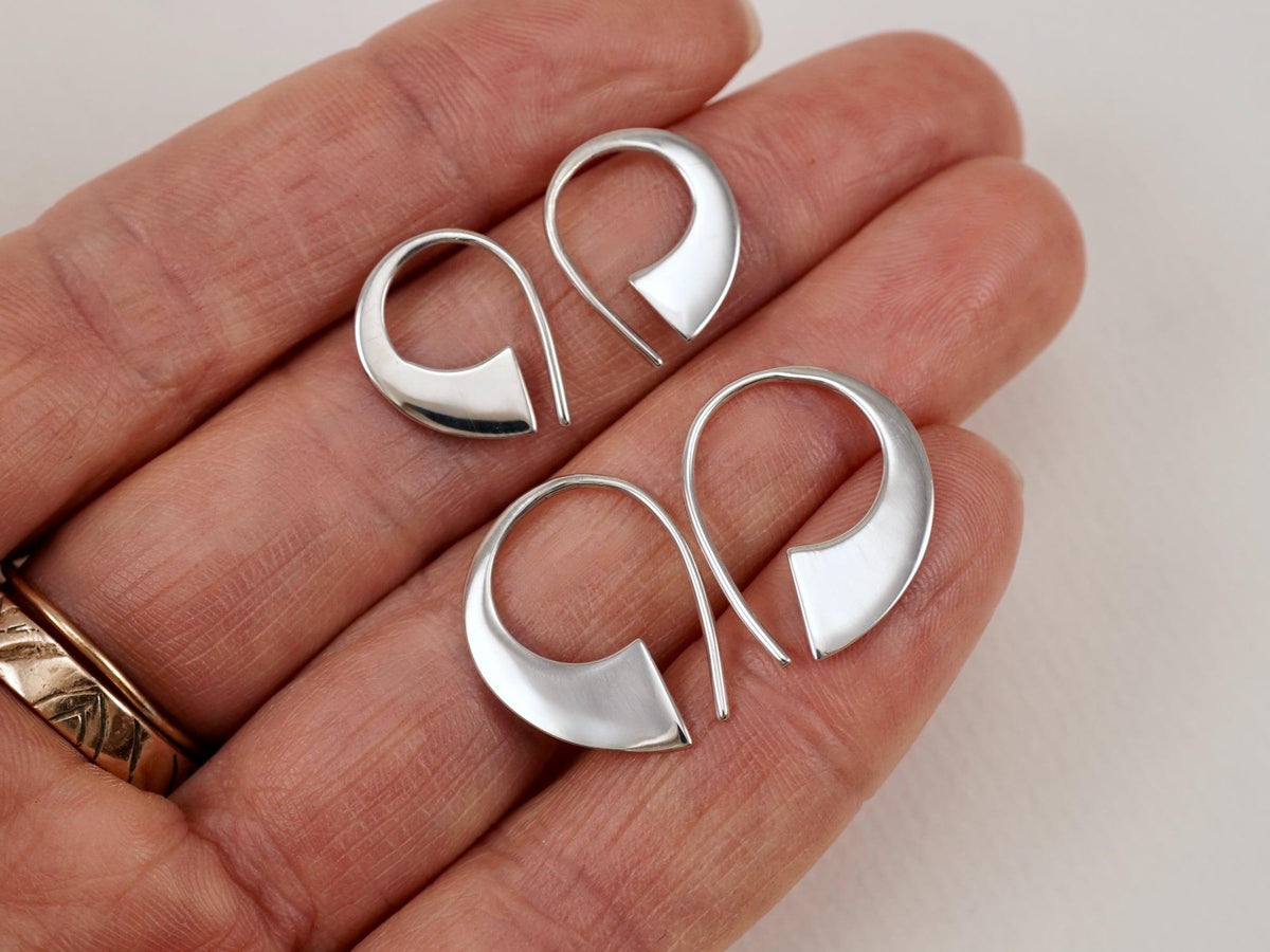 Arc Earrings – Minimalist Sterling Silver or 18K Gold Vermeil | Tiny Modern Hoop Earrings | Fine Jewelry for Everyday Wear (334, 335)