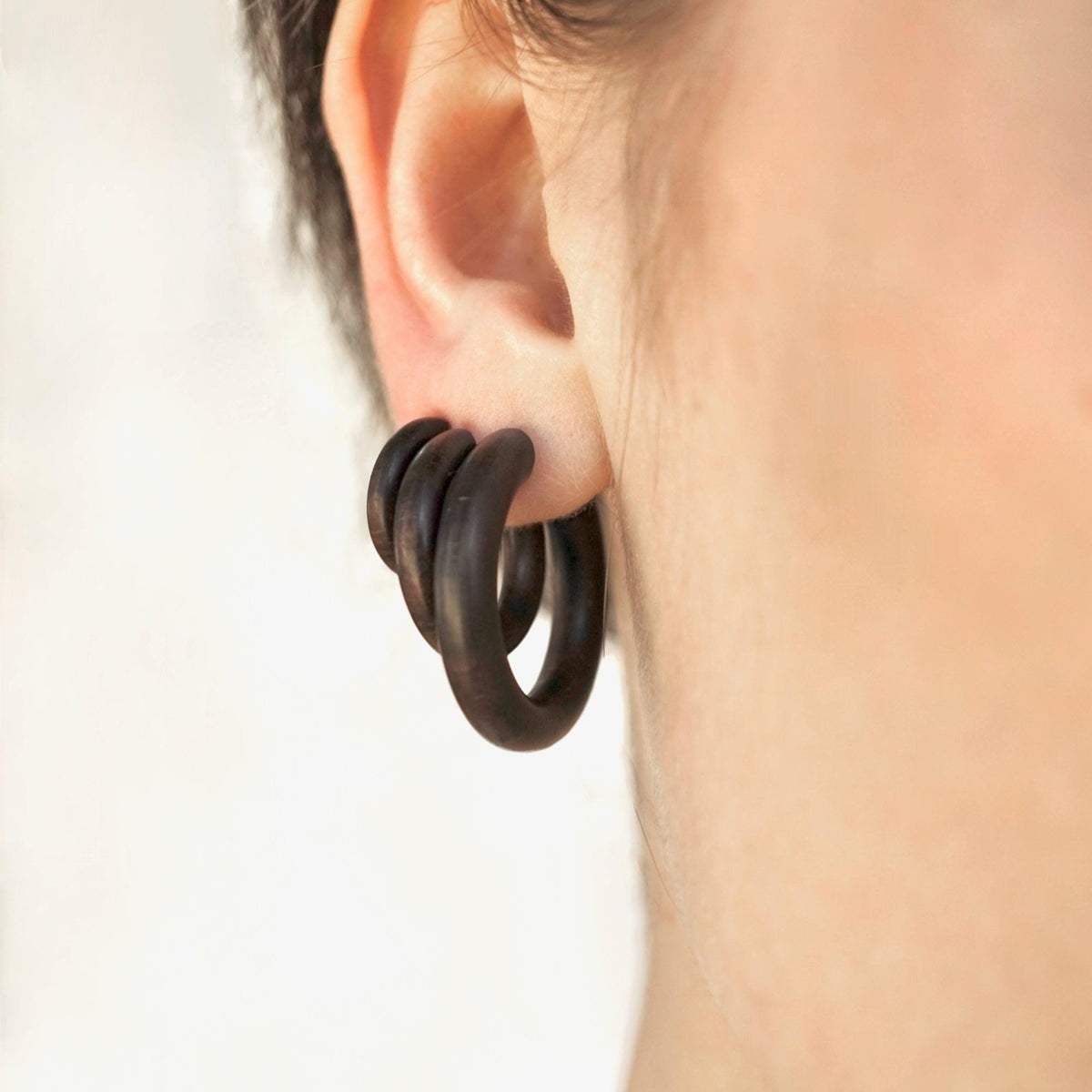 Wood Hoops + Sterling Silver Posts- Triple Set (332) - Sono Wood Hoop Earrings - Lightweight Hoops - Hypoallergenic Earrings