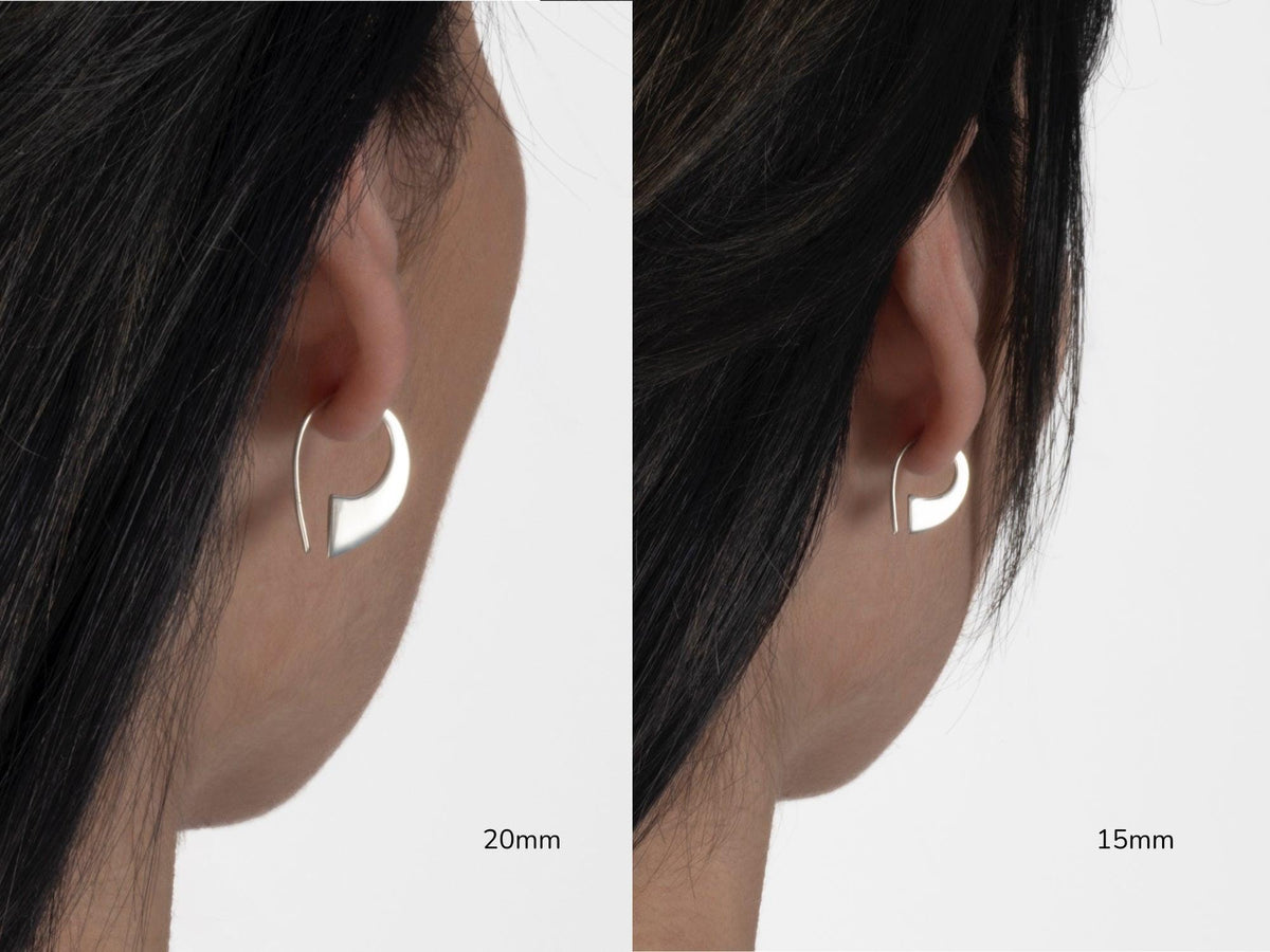 Arc Earrings – Minimalist Sterling Silver or 18K Gold Vermeil | Tiny Modern Hoop Earrings | Fine Jewelry for Everyday Wear (334, 335)