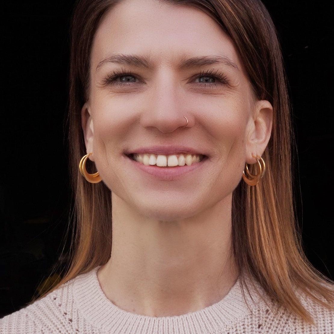 Crescent Moon Hoop Earrings Set – Double Piercing, Sterling Silver or Thick 18K Gold Plated