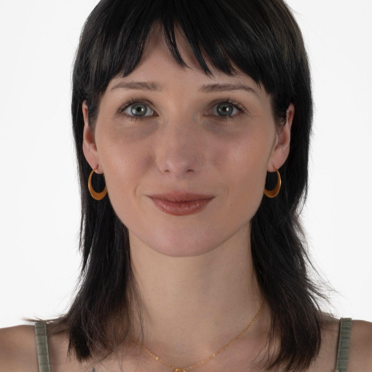 Crescent Moon Hoop Earrings Set – Double Piercing, Sterling Silver or Thick 18K Gold Plated