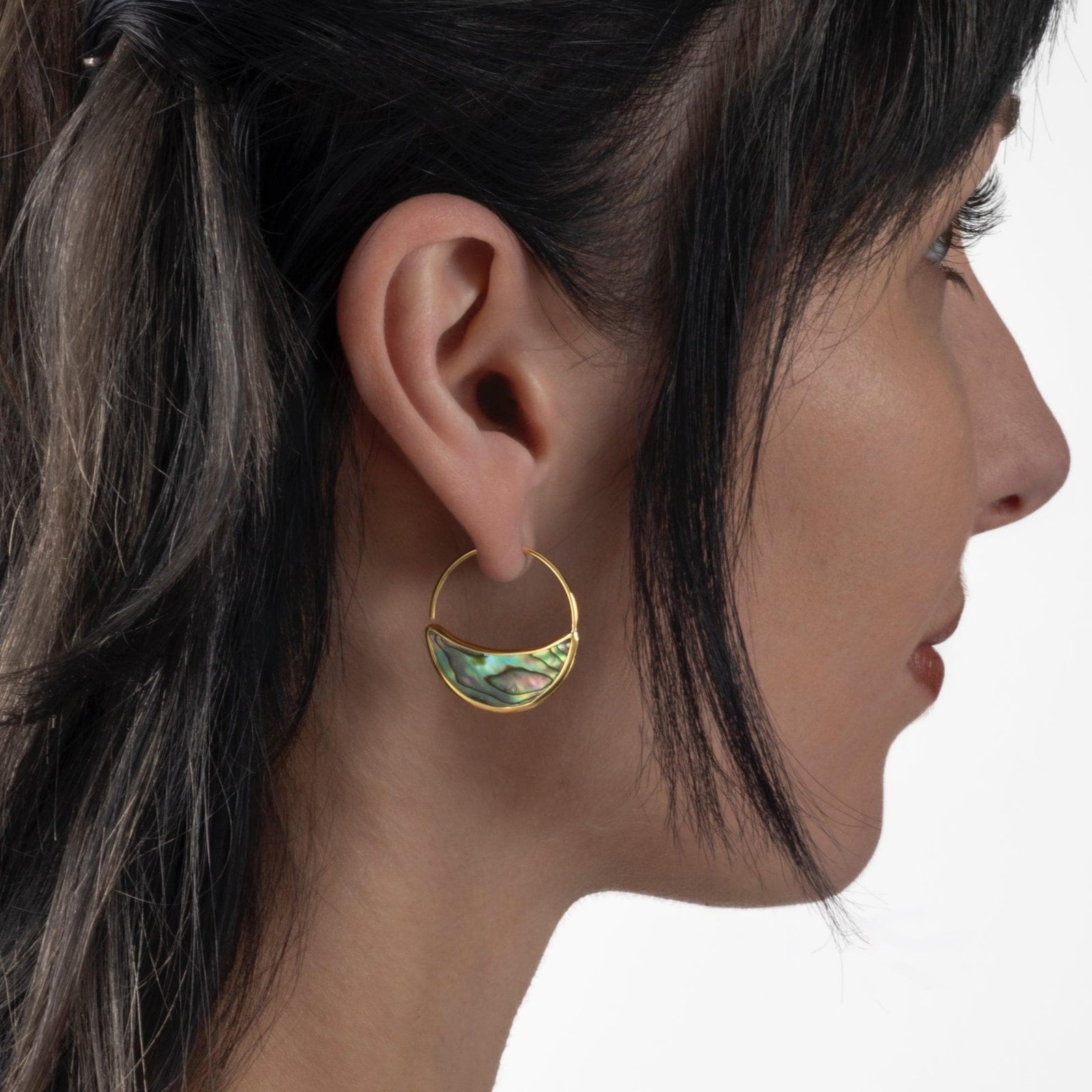 Abalone and Sterling Silver Hoop Earrings. Ocean Lover Gift for Pisces, Scorpio, Cancer