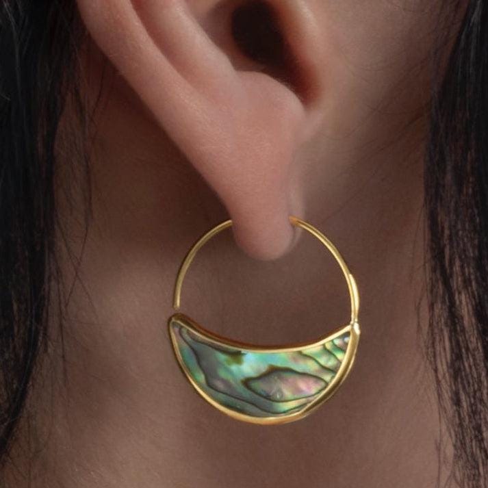 Abalone Hoop Earrings - Ocean Lover Gift for Pisces, Scorpio, Cancer (294) - Small Abalone Shell Earrings - Gift For Ocean Lovers