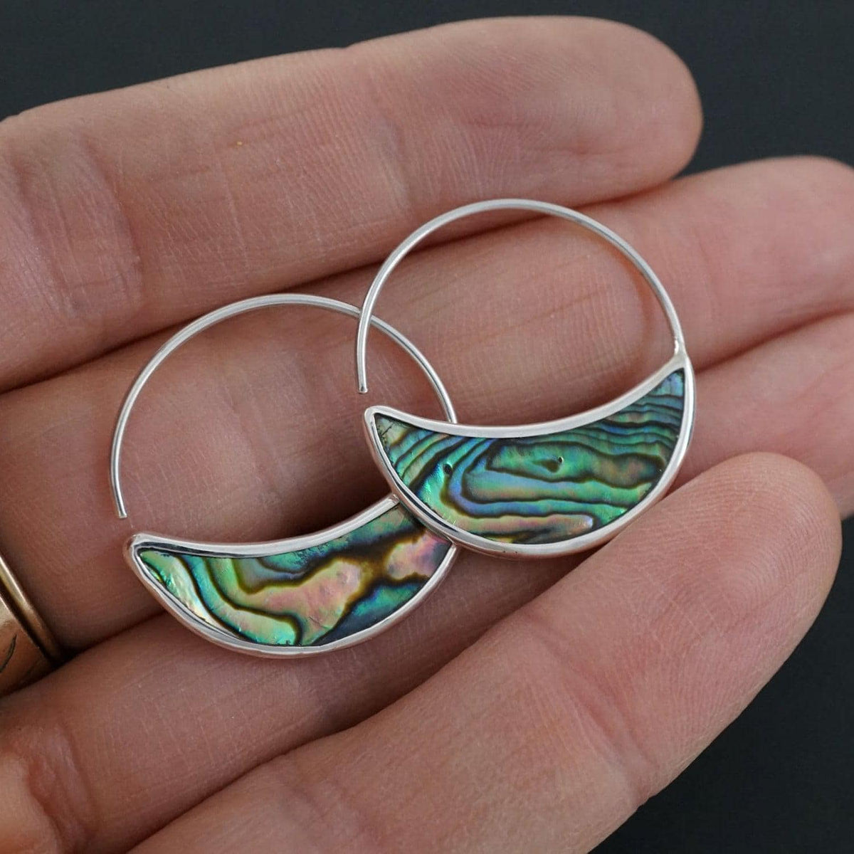 Abalone and Sterling Silver Hoop Earrings. Ocean Lover Gift for Pisces, Scorpio, Cancer